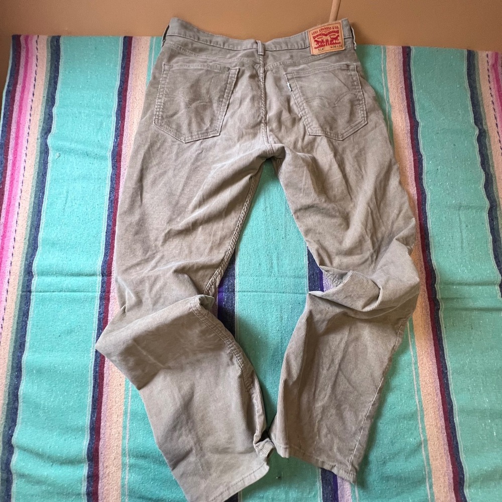 Levi's 514 Corduroy Pants Mens 36x34 Tan Khaki Straight Leg Casual Cords